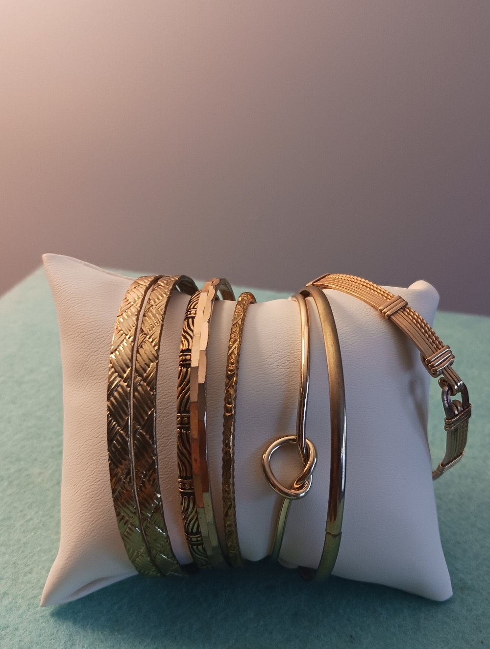 Gold Tone Bangle Bracelet Lot, Ethnic,  Some Pre-2000s